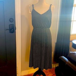 Black and white striped Loft dress M